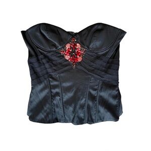 Marciano Black Strapless Top with Red Accents